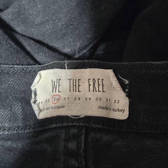 We The Free People Black Distressed Button Fly Skinny Jeans 26 - Picture 4 of 5